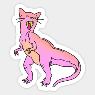 dinosaur raptor cat kitten feminist roar animal cute pink print Sticker